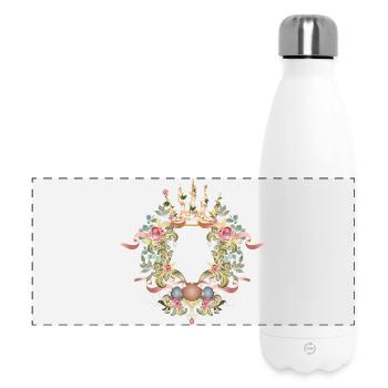 Baroque frame with crown, roses & shell ornament - Panoramic Thermal Bottle 500 ml - white - Front
