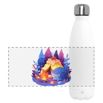 Schlafender Igel am Lagerfeuer - Panorama Isolierflasche 500 ml - Weiß - Vorne
