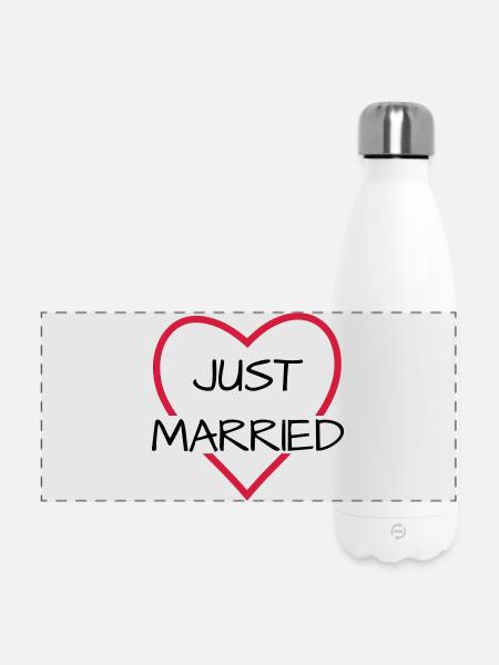 Just married Herz Hochzeit Partnerlook - Panorama Isolierflasche 500 ml - Weiß
