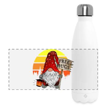 Gnom Weihnachts Wichtel mit Gratis Umarmung - Panorama Isolierflasche 500 ml - Weiß - Vorne