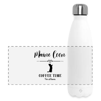 Maine Coon - Coffee time - Gourde isotherme panoramique 500 ml - blanc - Devant