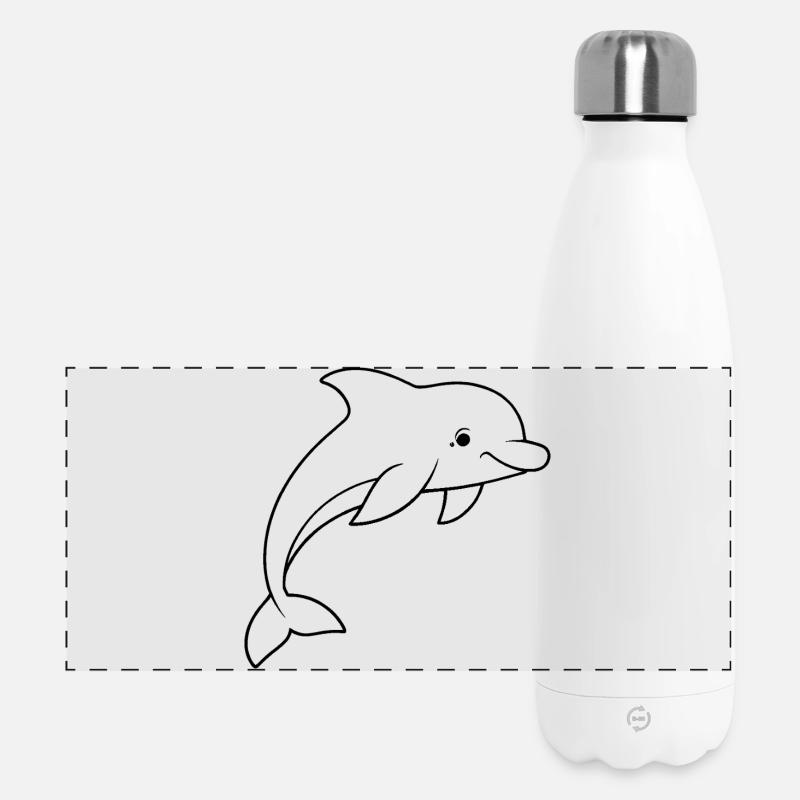 Minimalistic Dolphin - Panorama Isolierflasche 500 ml - Weiß