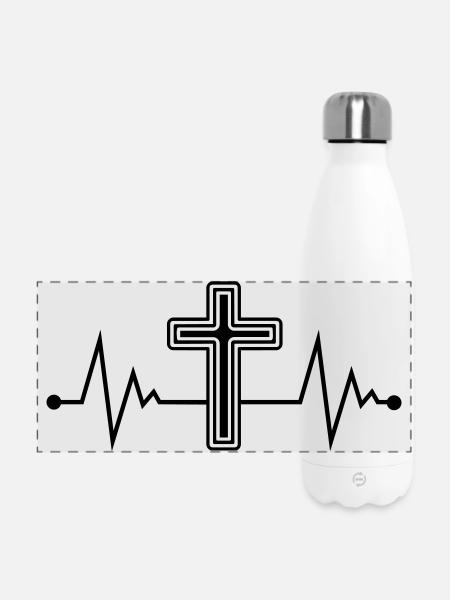 Kreuz Symbol - Panorama Isolierflasche 500 ml - Weiß