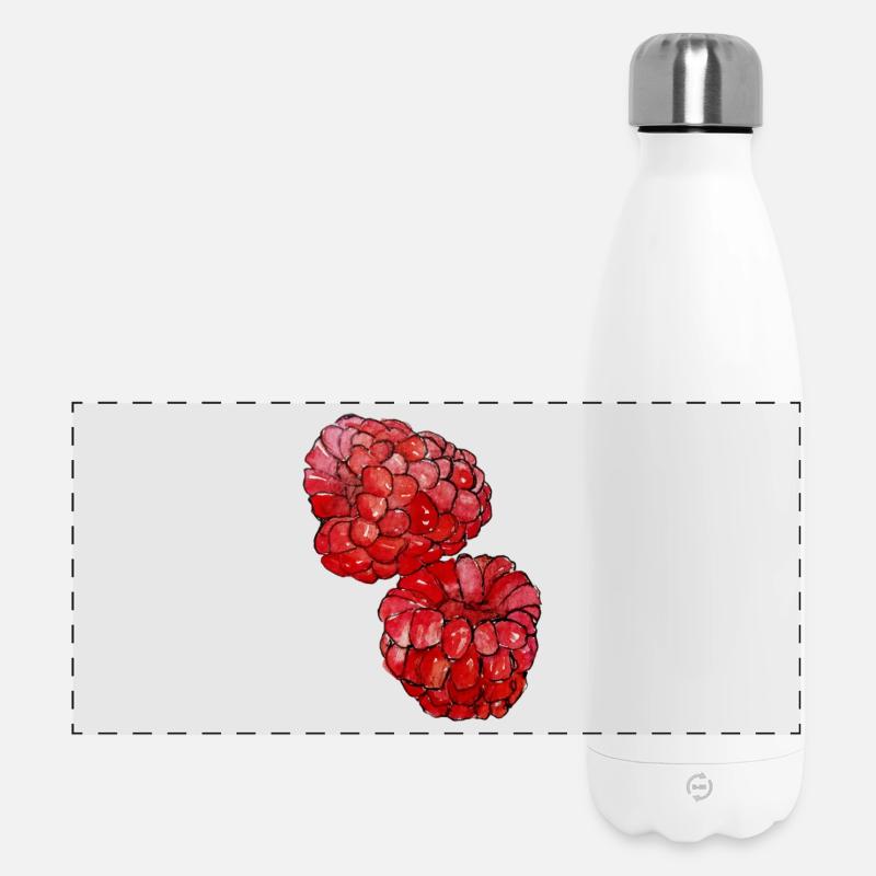 Himbeeren  - Panorama Isolierflasche 500 ml - Weiß