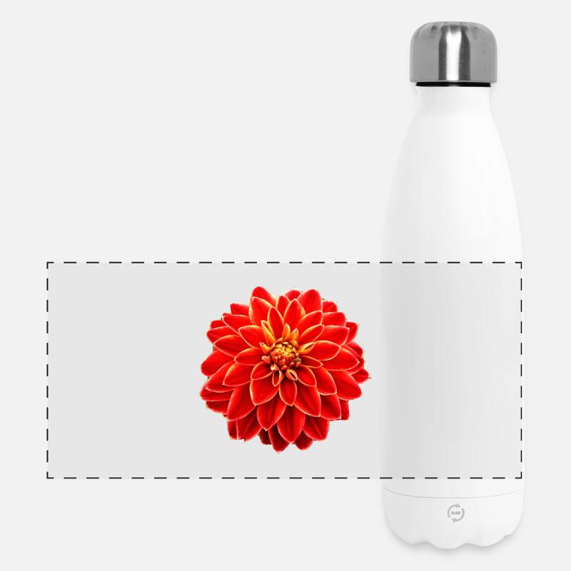 Dahlia red - Panoramic Thermal Bottle 500 ml - white
