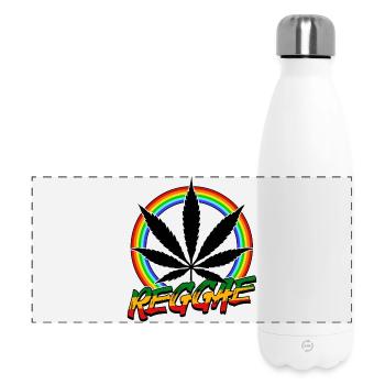 Reggae Rastafari Jamaica Reggaeton Rasta Ragga Jah - Panoramic Thermal Bottle 500 ml - white - Front