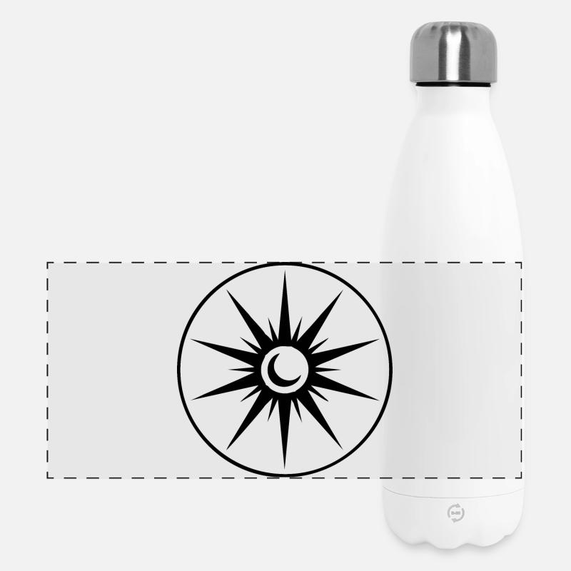 Abstract line pattern in black and white - Panoramic Thermal Bottle 500 ml - white