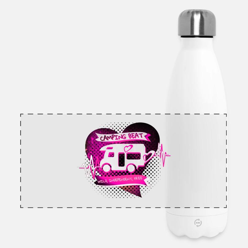 Camping Beat: Wildes Camperleben - Panorama Isolierflasche 500 ml - Weiß