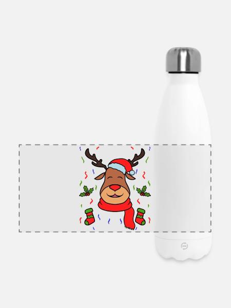 Rentier Weihnachten Weihnachtsschmuck - Panorama Isolierflasche 500 ml - Weiß