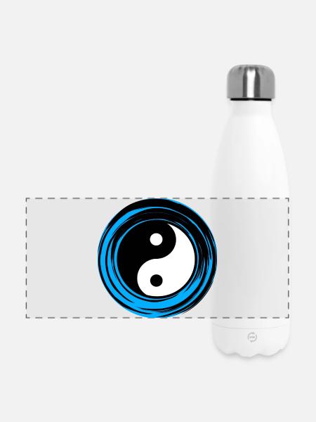 Yin-Yang Blau - Panorama Isolierflasche 500 ml - Weiß