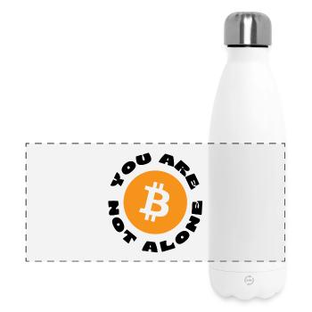 Bitcoin Symbol "You Are Not Alone" - Panorama Isolierflasche 500 ml - Weiß - Vorne