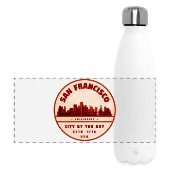 Insigne vintage du paysage urbain de San Francisco - Gourde isotherme panoramique 500 ml - blanc - Devant