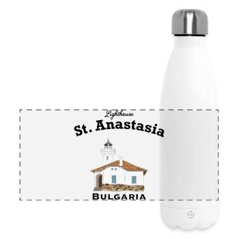 Bulgarien Leuchtturm Klosterinsel Sweta Anastasia - Panorama Isolierflasche 500 ml - Weiß - Vorne