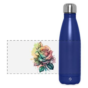 Rose Bunt Watercolor tropisch Kreatives Design - Panorama Isolierflasche 500 ml - Dunkelblau  - Vorne