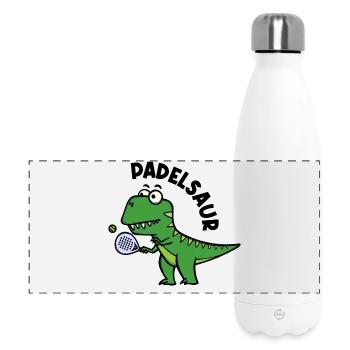 Padel Schläger Spieler Ball Dinosaurier Spruch - Panorama Isolierflasche 500 ml - Weiß - Vorne