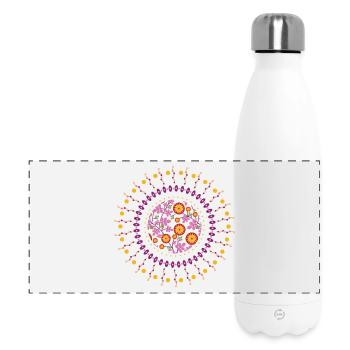 Sonnenmandala flower garden - Panorama Isolierflasche 500 ml - Weiß - Vorne