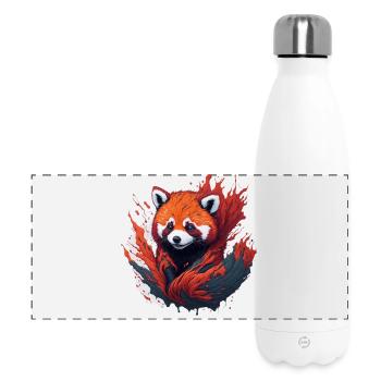 Roter Panda im Farbwirbel - Panorama Isolierflasche 500 ml - Weiß - Vorne