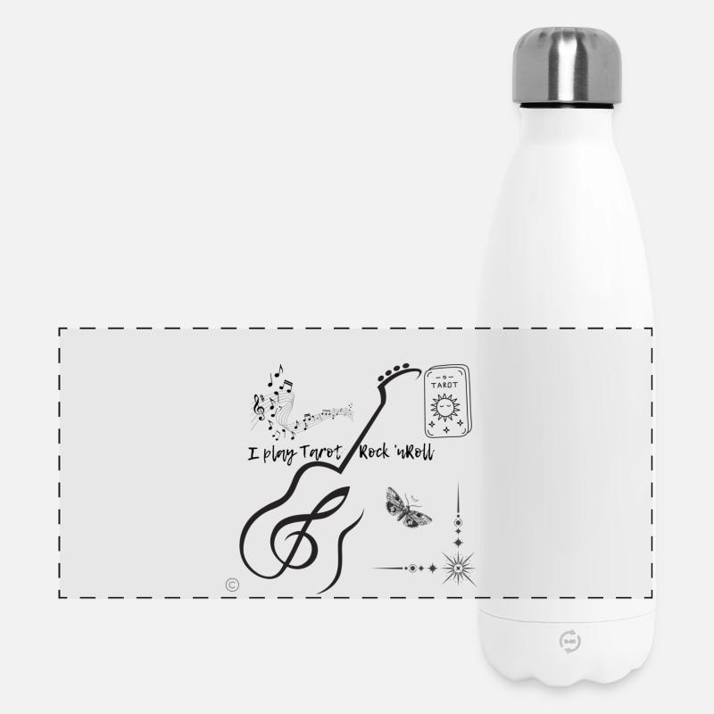 Gitarenlinie mit Sternenstrahl - Panorama Isolierflasche 500 ml - Weiß