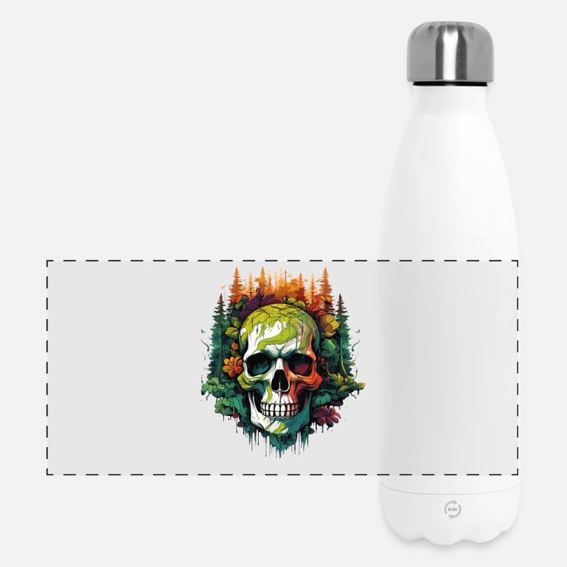 Rainbow Skull in the Jungle - Panoramic Thermal Bottle 500 ml - white