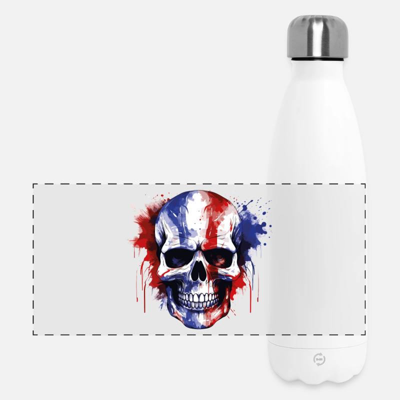 Skull in Tricolor Splash - Panoramic Thermal Bottle 500 ml - white