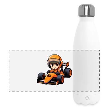 Pilote de course en voiture orange - 81 - Formula Car - Gourde isotherme panoramique 500 ml - blanc - Devant