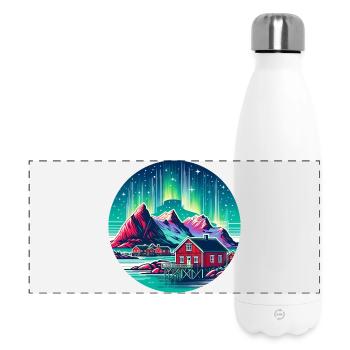 Lofoten Norwegen Nordlichter - Panorama Isolierflasche 500 ml - Weiß - Vorne