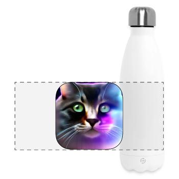 Neonkatze Farbenspiel Portrait - Panorama Isolierflasche 500 ml - Weiß - Vorne