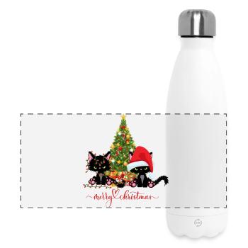 Chats de Noël - Gourde isotherme panoramique 500 ml - blanc - Devant