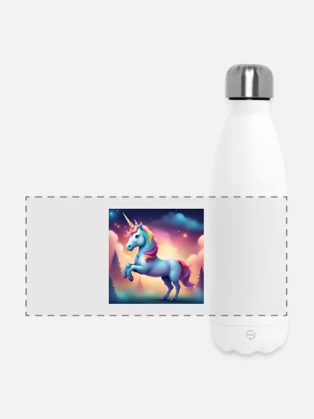 Einhorn, Fantastisches Tier, Fabeltier - Panorama Isolierflasche 500 ml - Weiß