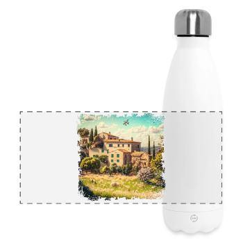 Paysage méditerranéen ensoleillé avec de vieilles maisons - Gourde isotherme panoramique 500 ml - blanc - Devant