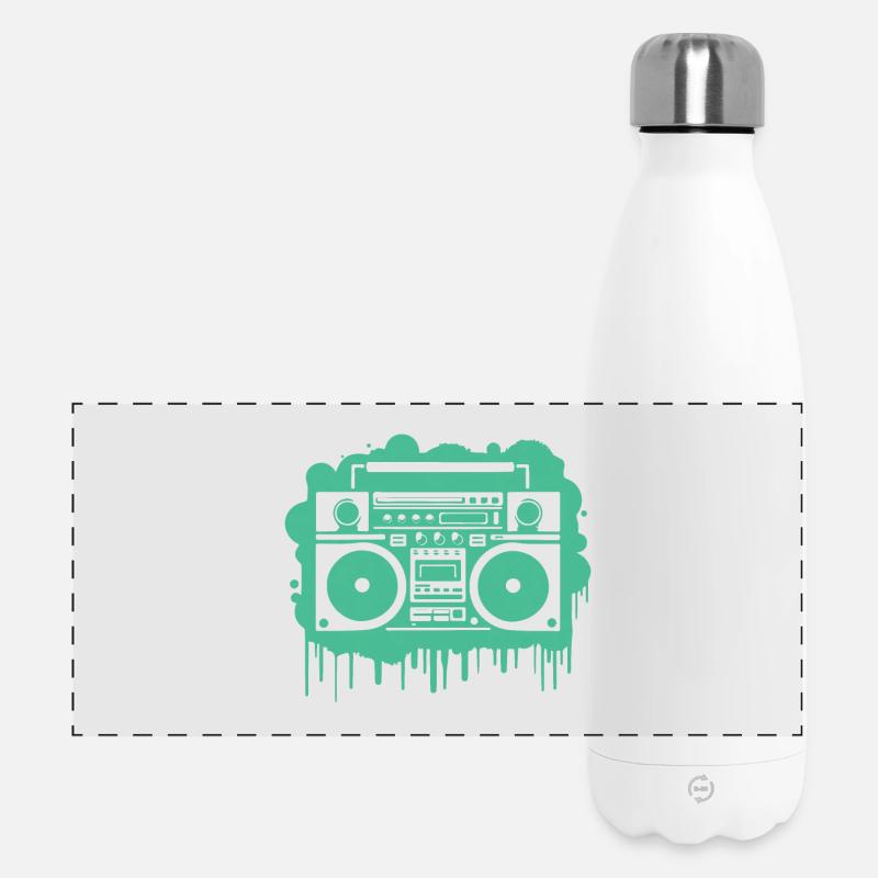 Cyan Ghettoblaster (durchsichtig) - Panorama Isolierflasche 500 ml - Weiß