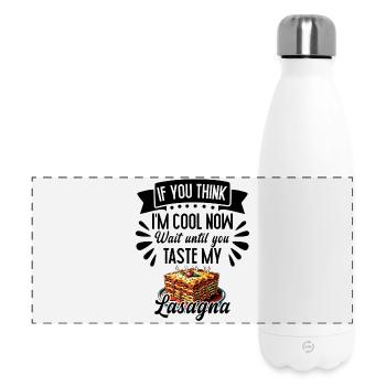 If you think my lasagna tastes good - Panoramic Thermal Bottle 500 ml - white - Front