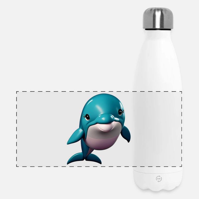 Delphin Mädchen - Panorama Isolierflasche 500 ml - Weiß