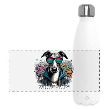 Windhund Was geht ab? Hund Graffiti Geschenk - Panorama Isolierflasche 500 ml - Weiß - Vorne
