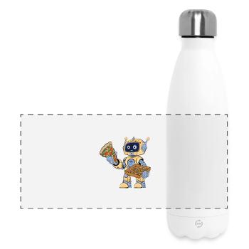 Un robot mange de la pizza - Gourde isotherme panoramique 500 ml - blanc - Devant