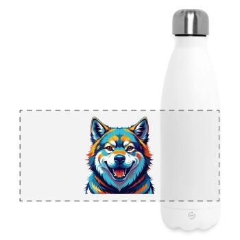 Akita Inu Dog Breed Colorful Cartoon Kawaii - Panoramic Thermal Bottle 500 ml - white - Front