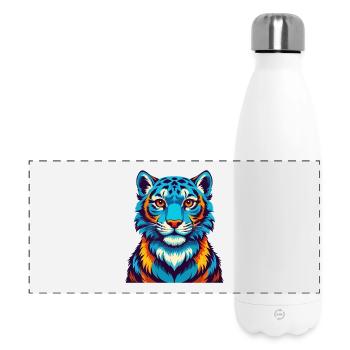 Léopard des neiges coloré Kawaii dessin animé Personnage Animal de compagnie - Gourde isotherme panoramique 500 ml - blanc - Devant