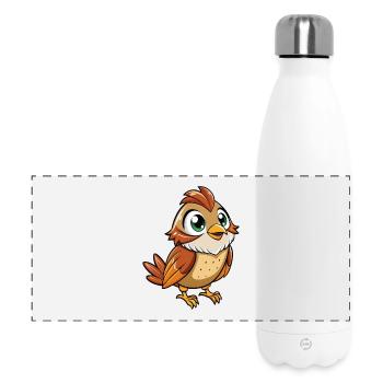 Spatz Niedliche Zeichentrickfigur Kawaii Clipart - Panorama Isolierflasche 500 ml - Weiß - Vorne