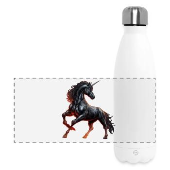 Das mächtige schwarze Einhorn - Panorama Isolierflasche 500 ml - Weiß - Vorne