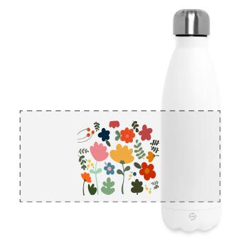 Flower Power Blumen Design - Floral Hippie Style - Panorama Isolierflasche 500 ml - Weiß - Vorne