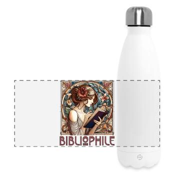 Bibliophile Woman Book Books Reading Gift - Panoramic Thermal Bottle 500 ml - white - Front