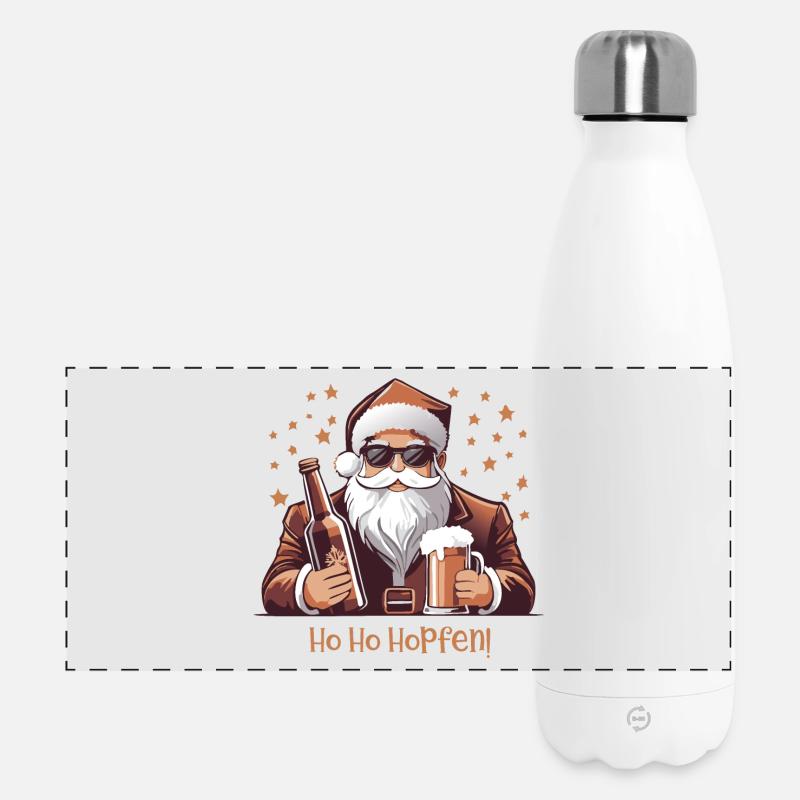 Ho Ho Hops, Beer Lover, Christmas Party - Panoramic Thermal Bottle 500 ml - white