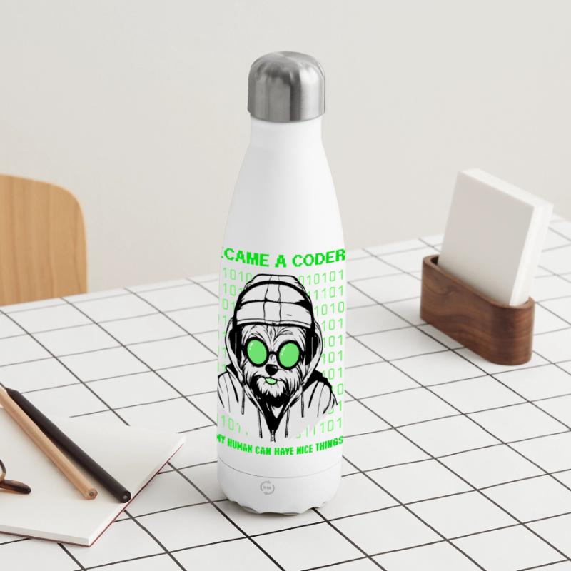 Became a Coder – Hacker Dog Binary Look Panorama Isolierflasche 500 ml
