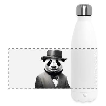 Elegant Panda in Classic Tuxedo and Fedora - Panoramic Thermal Bottle 500 ml - white - Front