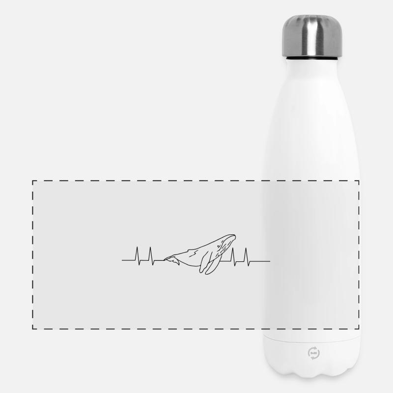 Humpback whale heartbeat dark - Panoramic Thermal Bottle 500 ml - white
