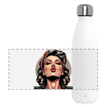 Rockabilly Lèvres embrassables Lèvres rouges Cadeau rétro - Gourde isotherme panoramique 500 ml - blanc - Devant