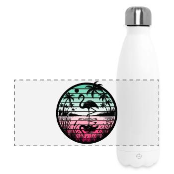 Retro Flamingo Sunset - Panorama Isolierflasche 500 ml - Weiß - Vorne