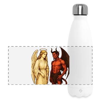 Heavenly Angel vs Fiery Demon Illustration - Panoramic Thermal Bottle 500 ml - white - Front