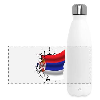 Drapeau de la Serbie - Serbe - Drapeau Broken Design - Gourde isotherme panoramique 500 ml - blanc - Devant