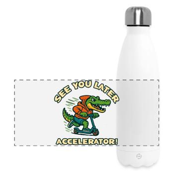 Crocodile en scooter - Gourde isotherme panoramique 500 ml - blanc - Devant